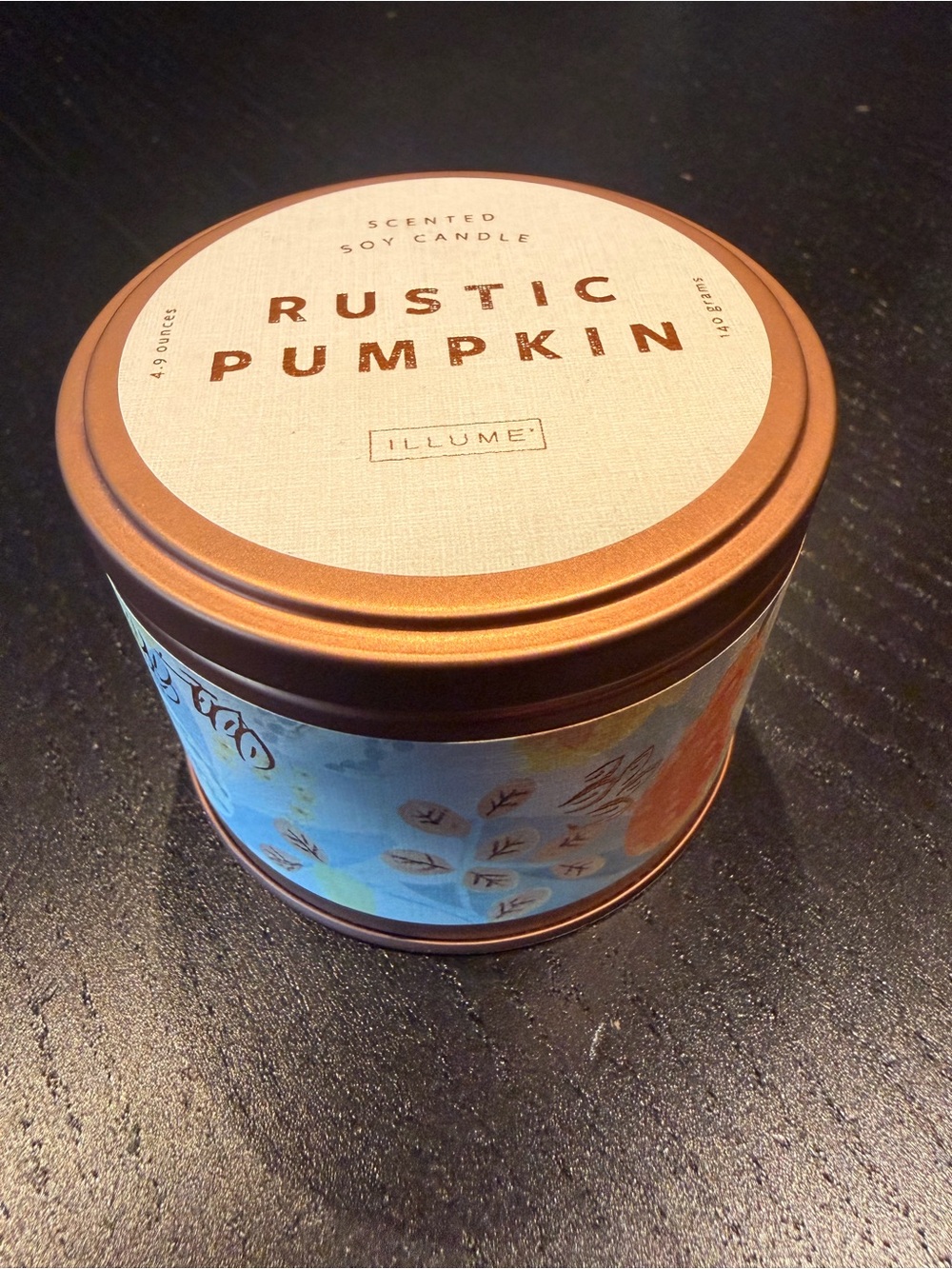 Illume Rustic Pumpkin Scented Soy Candle - Copper Tin, Blue Label